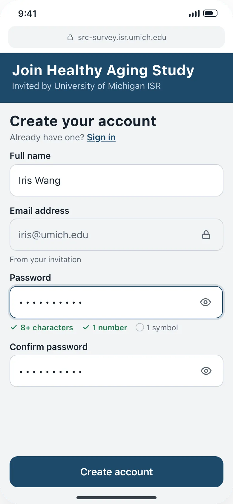 Sign up